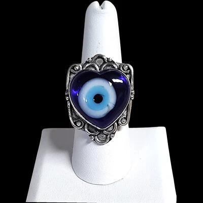 Модное кольцо сглаз 925 пробы размер 8,5 декоративное ручной работы Empath Psychic - Изображение 1 из 4