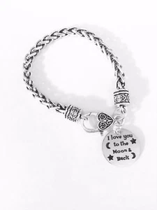 Charm Bracelet I Love You To The Moon And Back Christmas Gift Wife Jewelry - Picture 1 of 2