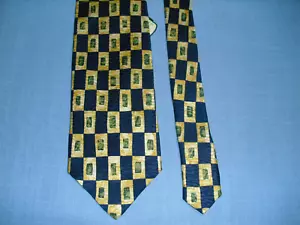 NEW NWT Charleston Tie Rack 100% Silk Tie Dark blue gold green Made in Italy - Picture 1 of 4