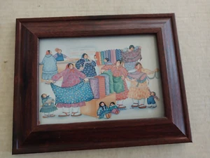 Alaskan Art 1994Barbara Lavallee Kuspuks by The Yard Signed Framed Print 7.5x9.5 - Picture 1 of 6