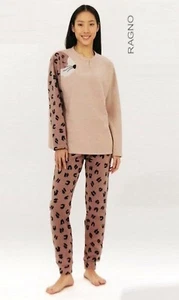 Ragno Pigiama animalier Donna scollo serafino bottoni polsini cotone invernale - Picture 1 of 2