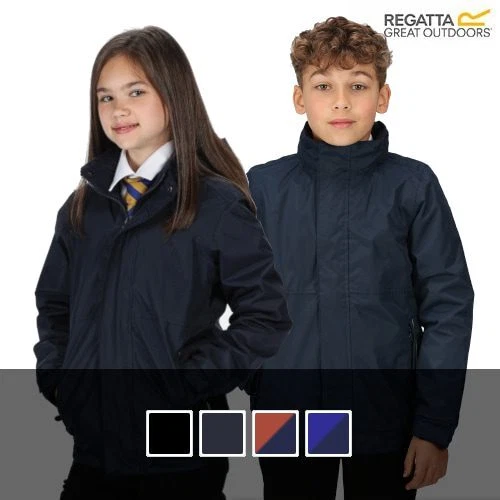 Regatta Dover Waterproof Jacket Kids Boys Girls Childs Fleece Lined Hooded Coat - Image 1 of 1