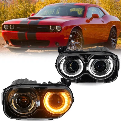 Pair Headlights For 2015-2022 Dodge Challenger HID/Xenon w/ Air Headlamps LH RH Foto 1 de 4