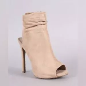 Botines de aguja para mujer Wild Diva de gamuza tostada punta abierta talla 11 ¡EE. UU.! - Imagen 1 de 9