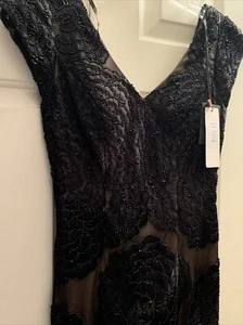 NWT Sue Wong nocturne beaded dress Black Sz 2 Cocktail Evening Occasion Open Bac - Picture 1 of 16