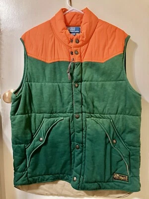 Polo Ralph Lauren Vest  XL Green Orange Hunting vintage Miami Hurricanes mens - Image 1 of 4