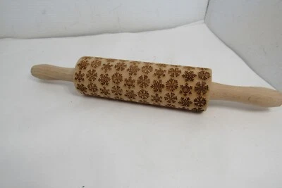 15 Inch Snowflake Rolling Pin Embossed 3D Holiday Dough Roller Pin - Image 1 of 4