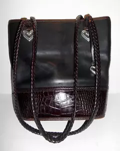 BRIGHTON geprägtes braunes Leder Kroko Schulter Eimer Handtasche Beuteltasche Handtasche Tasche - Bild 1 von 10