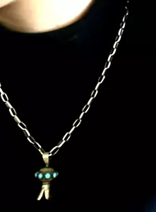 Juego de colgantes y pendientes de calabaza turquesa y plata esterlina navajo de Monica Smith - Imagen 1 de 11
