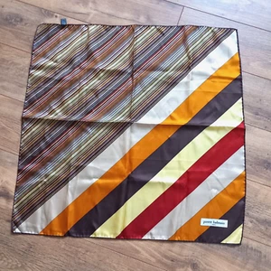 Vintage Pierre Balmain Paris 1970s Silk Scarf Gold Brown Orange Stripes Designer - Picture 1 of 9