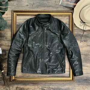 Batik Vegetable Tanned Cowhide Men's Venom Classic Leather Biker Jacket - Picture 1 of 13
