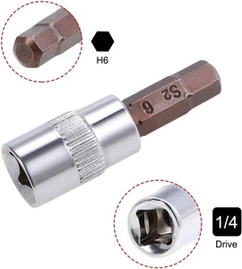 uxcell 2pcs 1/4" Drive x H4 (4mm) Hex Bit Socket, S2 Steel Bits CR-V - Picture 1 of 3