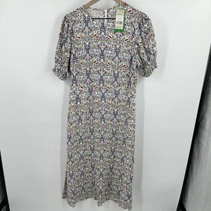 Boden Women Corinne Midi Tea Dress Size 8 Paisley Puff Short Sleeves Pockets NEW - Picture 1 of 15