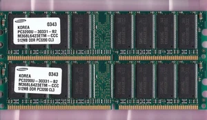 1GB 2x512MB PC-3200 DDR-400 SAMSUNG MEMORY RAM KIT M368L6423ETM-CCC DDR1 PC3200 - Picture 1 of 7