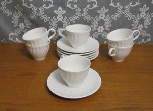Set of 6 Cups and Saucers - Swirl - Sheffield Bone White - Picture 1 of 8