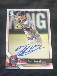 Tyler Freeman 2018 Bowman Chrome Prospect Chrome Autograph #BCPA-TF Guardians - Picture 1 of 2