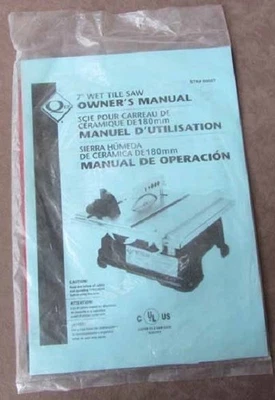 "Sierra para azulejos húmedos QEP 7"" manual del propietario original vintage sellada stk # 60087" Foto 1 de 4