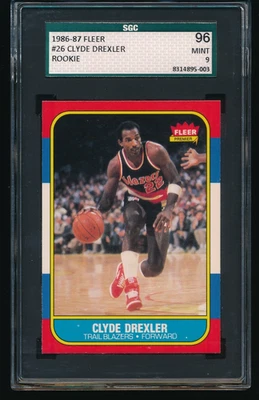 1986 Fleer #26 Clyde Drexler Rookie Card Portland Trailblazers SGC 9 MINT - Image 1 of 2