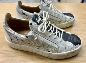 Giuseppe Zanotti White/Black Python Embossed Leather Double Sketch Sneakers 41 - Picture 1 of 7