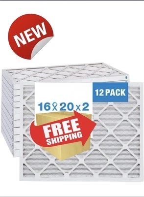 AAF FLANDERS 16x20x2 MERV 8 Pleated Air Filters,Furnace & AC,MPR 600,FPR 5,NEW - 12 PACK.