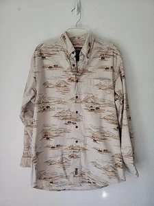 Vintage Woolrich Flannel Shirt Western Print Large Beige Buffalo Print  - Picture 1 of 14