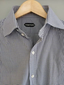 Tom Ford Size 40 Button Down Shirt Blues & White check. - Picture 1 of 7