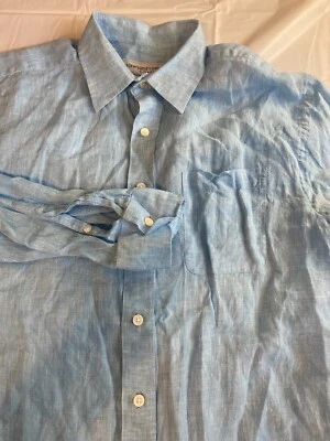 Camisa para hombre Vineyard Vines 100 % lino azul claro manga larga abotonada-talla M Foto 1 de 4