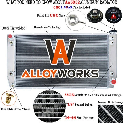 Radiador de aluminio de 3 filas para Chevy GMC C2500 C3500 K2500 1988-2000 89 7,4 L 454 V8 Foto 1 de 4