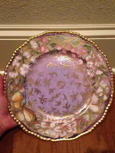 Royal Doulton handbemalter signierter Kabinettteller Blumen/Obst/Tonnen Gold 1929 - Bild 1 von 12