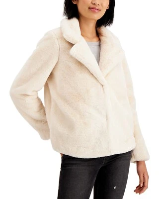 Jou Jou Women's Off White Faux Fur Notch Collar Jacket - M - Off White - Image 1 of 4