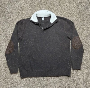 Gap Lambs Wool Blend Sweater Brown Size L Mock Neck With Elbow Patches - Picture 1 of 11