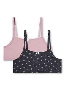 Sanetta 2 Pack Girls Bustier Dark Gray Rose Plain Leaves 140 152 164 176  - Picture 1 of 3