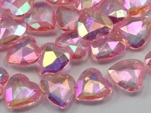Gemas decorativas de corazón rosa de 16 mm recubrimiento AB para dispersión de mesa 50 piezas - Imagen 1 de 1