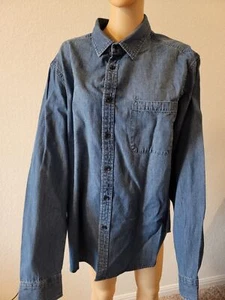 Goodfellow & Co Standard Langarm Shirt mit Knopfleiste mit Taschenbild blau - Bild 1 von 3