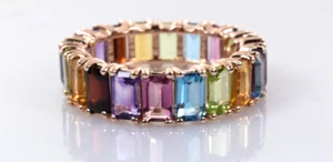 Multi Gemstone Rainbow Infinity Ring in 14k Rose Gold Size 6.5 - Picture 1 of 5