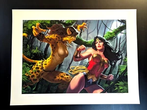Sideshow Art Print Wonder Woman vs Cheetah Alex Pascenko Warner Sample Rare 1/1 - Picture 1 of 8