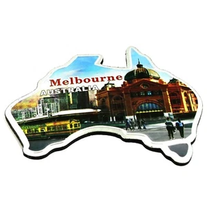 Fridge Magnet Melbourne Australia Map Railway Train Station Green Tram Souvenir - Picture 1 of 4