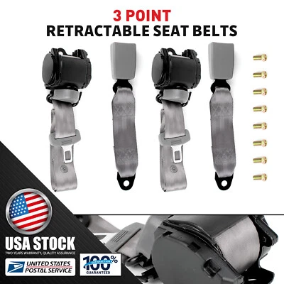2Sets Retractable Seat Belt Lap Belt 3 point FOR 1999-2019 GMC Sierra 1500 2500 - Image 1 of 4