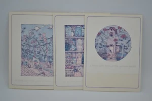 LOT of 3: The Real Sydney Roark Original Drawings Art Print Cards, 1987, Garden - Picture 1 of 9