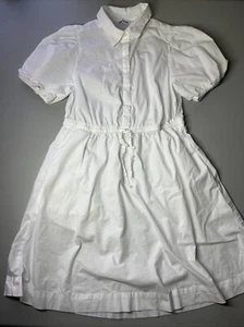 J Crew Shirt Dress Womens 0 Petite White Mini Shirtdress Tie Waist Puff Sleeve - Picture 1 of 8
