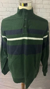 Chaps 3 Button Pullover Sweater Green Striped Men’s Size Large NWT - Picture 1 of 8
