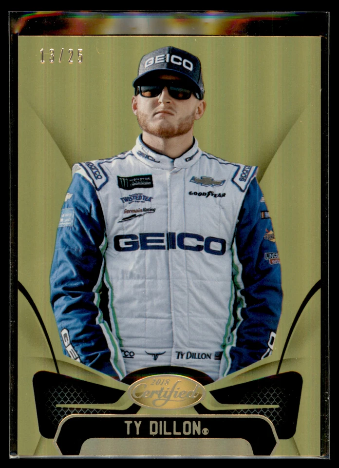 2018 Panini Certified Racing NASCAR MIRROR GOLD #20 Ty Dillon #13/25 - Image 1 of 2