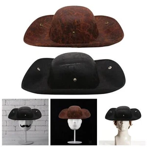 Pirate Hat Tricorn Hat Decoration Costume Accessory Adults Faux Leather for Men - Picture 1 of 15