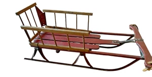 Vintage Unbranded Wooden Snow Sleigh Sled Kitsch Christmas Decor - Picture 1 of 7