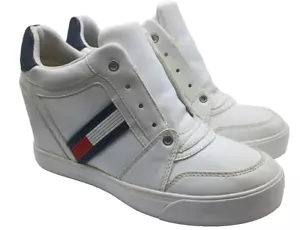 Tommy Hilfiger Women Delsia Wedge Casual Shoes White Size 9M Sneaker No Laces - Picture 1 of 8