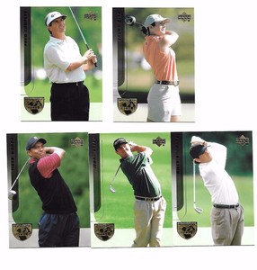 2004 UPPER DECK GOLF GROUP of 5 CARDS - MINT - TIGER WOOD, FRED COUPLES 