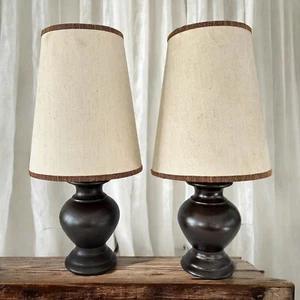 Vtg MCM Bedside Lamps X 2 Retro Ceramic Base Working*Read* - Picture 1 of 17