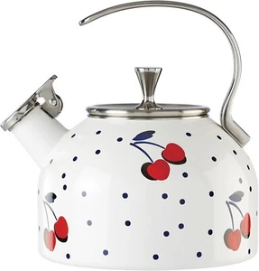 Lenox Kate Spade Vintage Cherry Dot Metal Kettle & Lid - Picture 1 of 6