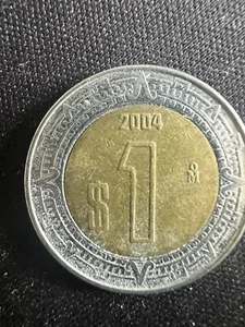 2004 Mexico 🇲🇽 1 Peso Bi-Metallic Mexican World Coin KM 603 In Mylar Flip! - Picture 1 of 2