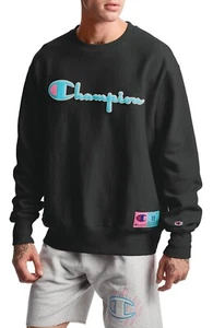 Men's Champion Life Reverse Weave Crew Chenille Logo Black M - Miami Heat Colors - Picture 1 of 1